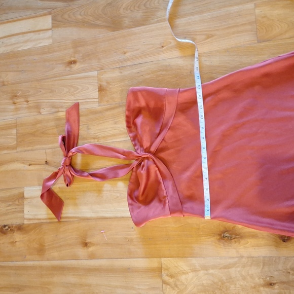 BCBGMaxAzria Halter Maxi Satin Dress Brick Red Size XS - Picture 5 of 10